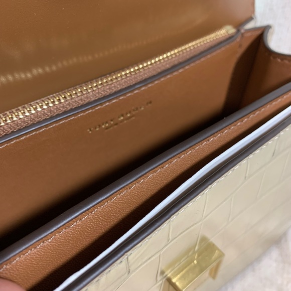 NEW Tory Burch Eleanor Gold Embossed Leather Small Convertible Shoulder Bag AUTH - Picture 9 of 16
